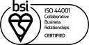 BSI ISO 44001 logo.