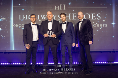 Stuart Organ collecting his award at the Highways Heroes 2024 event